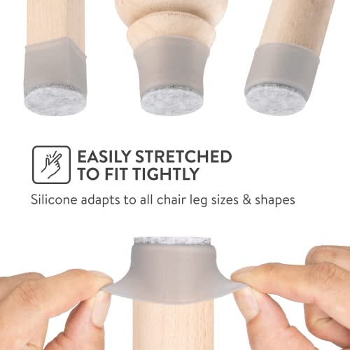 Aneaseit Chair Leg Floor Protectors - 1 1/2" X 16 Pcs Gray - Felt Bottom Silicone Pads For Hardwood Floors & Furniture Feet - Rubber Caps For Chairs - Medium #TOP3