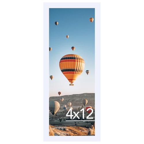 Image of JCJMY 4x12 Picture Frame White for Wall Hanging or Tabletop, Wall Mounting Horizontally or Vertically, 4 x 12 Wall Gallery Poster Photo Frame with Shatter Resistant Plexiglass, White
