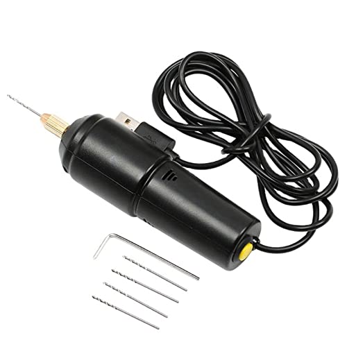 Mini Perceuses électriques, 5V Portable Perceuse USB, Perceuse Outils Rotatifs Multifonction, avec 5 Forets et Clé Allen, pour Artisanat en Bois, Outils de Forage Pour Résine Bricolage, Filaire Cover