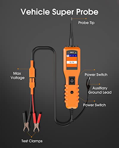 Kzyee Km10 Power Circuit Probe Kit, 12V 24V Automotive Circuit Tester Electrical System Tool, Digital Voltage Tester, Multimeter, Short Finder, Ac Dc Diode Resistance Check Capacitor Tester #TOP7
