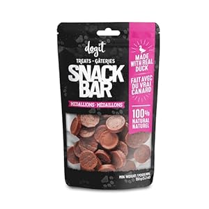 Dogit Snack Bar Duck Medallions Dog Treats – 150g for Large and Medium Dogs, Chews, Gateries Pour Chien, Os Pour Chien