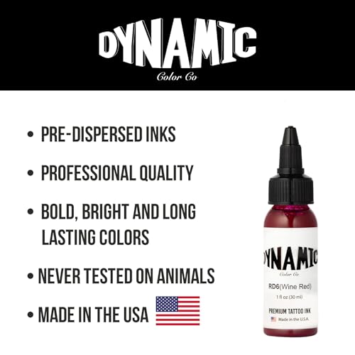 Image of Dynamic Color Wine Red Tattoo Ink, Made in USA Since 1990, 1 oz | Sterilized and lot-numbered for full traceability; established American brand trusted by artists worldwide
