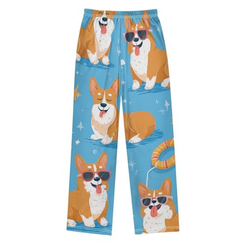 Corgi Dog and Clouds Boys Long Pants Soft Trousers Elastic Waist Kids Lounge Bottoms with Pockets S-XL2