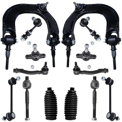 Image of Detroit Axle - 14pc Front End Kit for Hyundai Sonata XG300 XG350 Kia Optima, 2 Upper Control Arm with Ball Joints 2 Lower Ball Joints 4 Outer Inner Tie Rods 2 Boots 4 Front Rear Sway Bars Replacement
