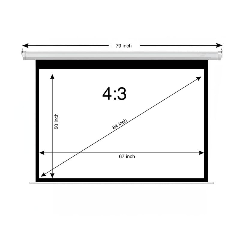 Image of BIG VUE 84 inch Motorized Projector Screen 4K Ultra HD 3D Ready | 4:3 Aspect Ratio Matte White Remote Control Electric Projection Screen | Wall & Ceiling Mount for Home Theatre, Office & Classroom