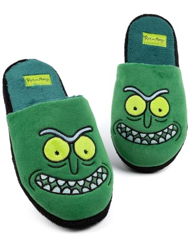 Rick y Morty Pantuflas para hombres adultos Pickle Rick Green Sliders