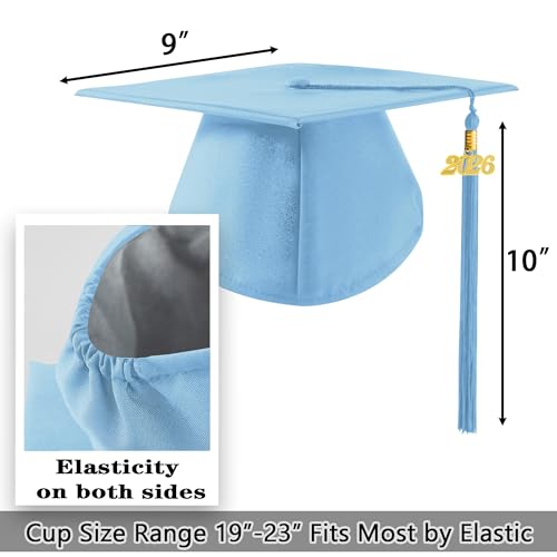 Image of 2026 Graduation Cap and Gown Matte Unisex for High School Bachelor | Heavyweight Matte Polyester, Zipper Closure, Adjustable Cap with 2026 Tassel, Sizes 39-60, Bulk Orders Available