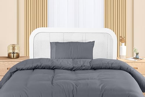 Utopia Bedding Duvet Cover - Single Duvet Cover Set including Embroidered Pillowcase - Soft Microfibre Polyester Bedding (Grey) - Image 2