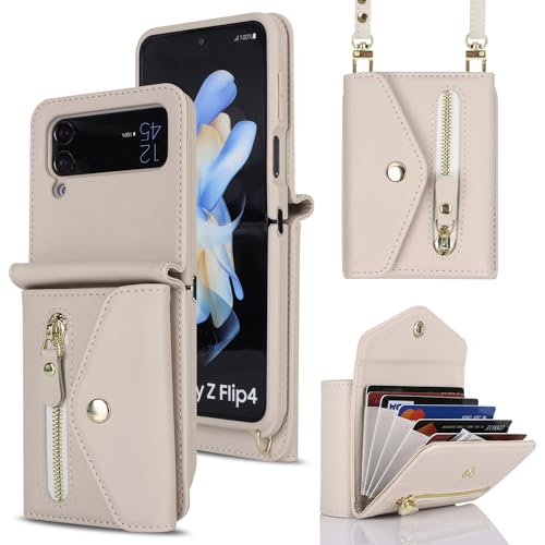 Coque portefeuille Galaxy Z Flip 4 anti-chute pour ranger cartes et monnaie