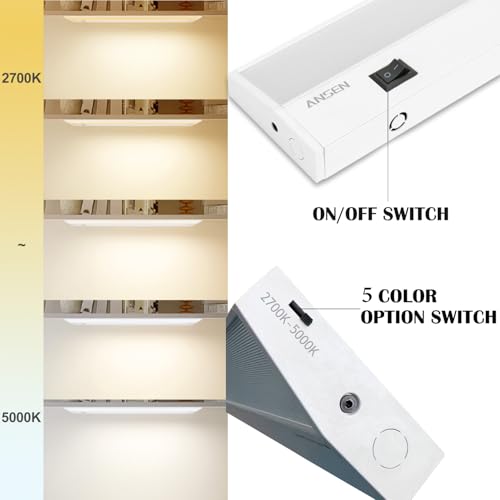 Image of Ansen 2Packs of Under Cabinet Lighting Hardwired, 30in 20W 1150LM Dimmable Led Light for Kitchen /Closet, CRI 92+, R9 90+, 5 Color Temperature, 2700K-5000K(Warm White, Cool White, Daylight)