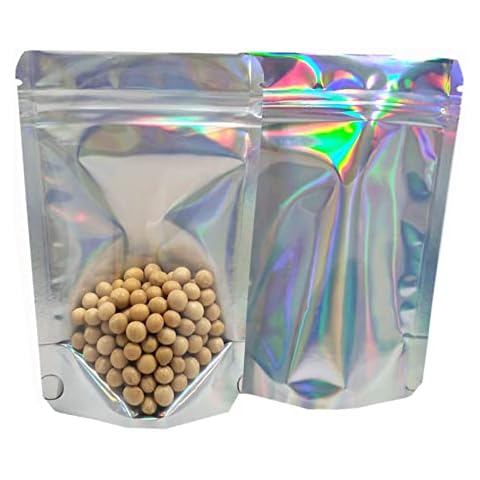 BAT Pack Resealable Stand Up Zipper Lock Bags Heat Seal Pouches Gusset Bottom Clear Foil Food Storage Packaging Bag (500, 3.3x5.1 inch) Cover