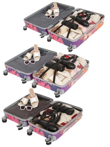 Image of Teakwood World Large Set of 3 Cabin Size Trolley Bag Polycarbonate 360 Degree 8 Wheels Luggage Bag with TSA Lock, Adjustable Handle Trolley Bags for Travel, Suitcase for Travel | Wave Pink