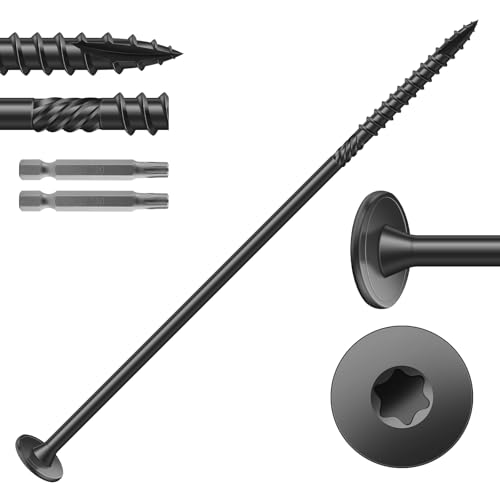 Image of #14 x 7 Inch Outdoor Structural Wood Deck Screws (160Pcs /10lb), Carbon Steel, Black, Flat Head, Rust Resistant Epoxy Coated, T30 Star Bit