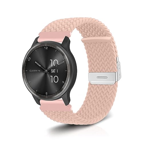 NicMool 20MM Nylon Bracelet pour Garmin Approach S50/S44/Forerunner 570 42mm/165/165 Music, Hommes Femmes Bracelet Élastique Tressée pour Garmin Vivoactive...