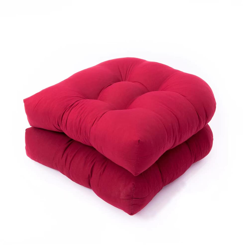 Outdoor/Indoor Tufted Seat Cushions, U-Shape Cushions for Wicker Chair  Seat,Patio Cushions, Furniture Dinning Chair x Pack (Red)