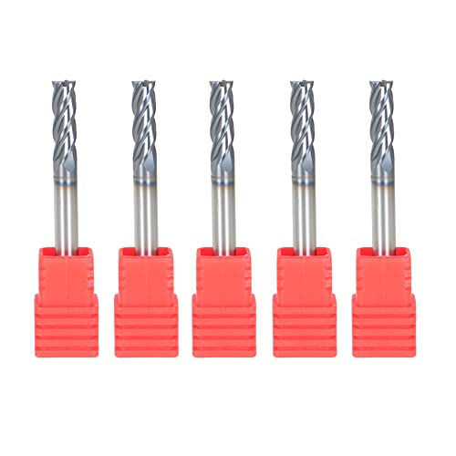 Image of waltyotur 4 Flute 3 /16 Carbide End Mill 5 /8 Cutting Length x 2 Overall Length x 3 /16 Shank Diameter for Aluminum Cut Non-Ferrous Metal Upcut 5 Pieces