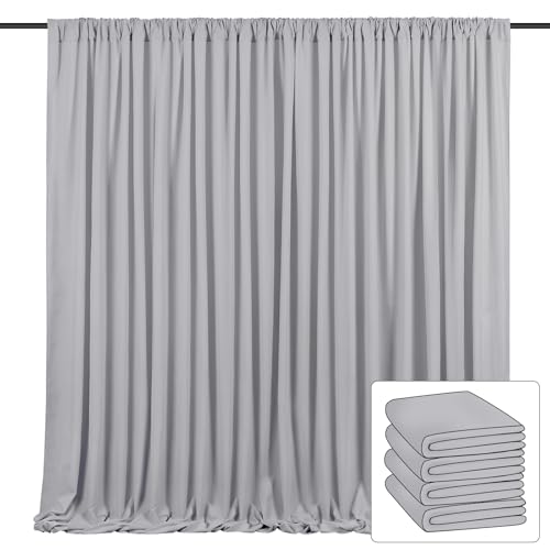 Gray Backdrop Curtain Polyester Decorations: 4 Panels 5ft x 8ft Halloween Polyester Fabric Backgrounds for Wedding Photography Decor
