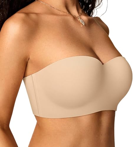 OEAK Womens Strapless Bras with Wireless/Underwire Multiway Non-Slip Tube Top Push Up Bralette Seamless Padded Bandeau Bra