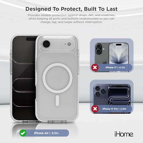 iHome Magsafe Velo Case for iPhone, Shockproof, MagSafe Compatible, Camera Guard (Clear, iPhone Air) by iHome - Used condition - Image 2