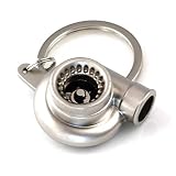 maycom® Spinning Turbo Keychain Keyring Turbocharger Turbine Key Chain Ring Keyrings (Matte Silver)