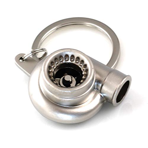 Maycom® Spinning Turbo Keychain Keyring Turbocharger Turbine Key Chain Ring Keyrings (Matte Silver) #TOP10