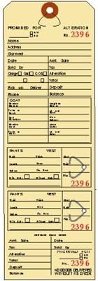 Alteration Tags, 9-3/8 x 3-1/8, Manila with Button Slots, Consecutively Numbered - 50 Tags