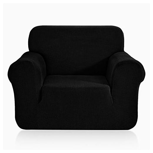 TOPOWN 1 Pieza Funda de sofá, Jacquard Funda Sofa Elasticas, Funda Sofá Antiarañazos, Cubierta Forros para Sofas, Ajustable Protector para Sofá (1 Plazas, Negro)