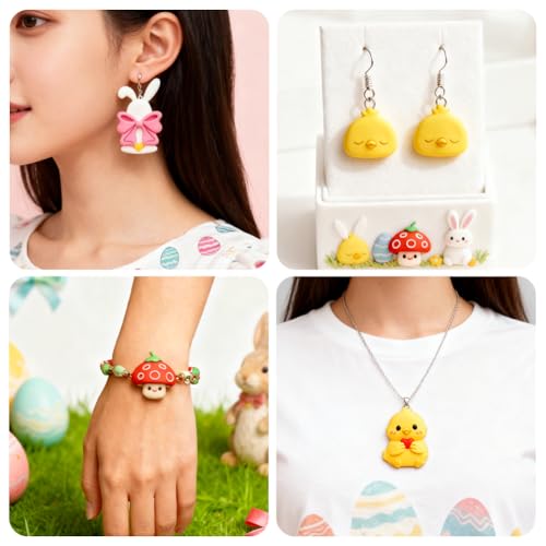 Image of ORIGACH 16 Pcs Easter Themed Clay Cutters Set PLA Clay Earring Cutters for Earring, Necklaces, Bracelets Making Polymer Clay Molds with Storage Box