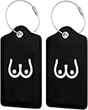 WUXINCAIA Boobs Leather Luggage Tag Luggage Card with Privacy Cover and Stainless Steel Ring