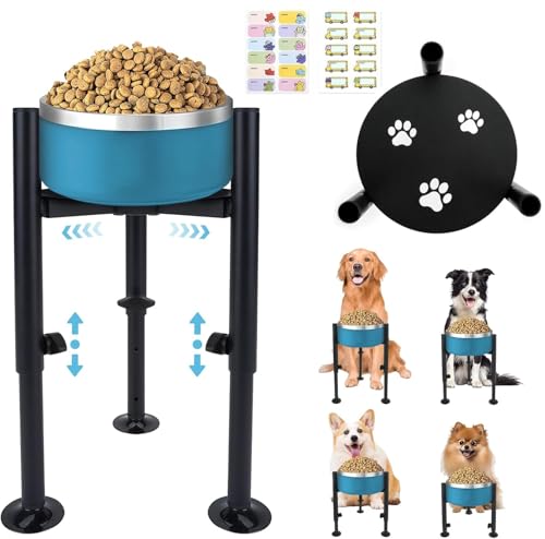 QUMENEY 1PC Elevated Dog Bowl Stand 4 Adjustable Height 6-10"Wide Bowls Single Raised Dogs Bowls Holder Dog Food Water Feeder Pet Feeding Stand (H:20-35cm, W: 15-25cm,Claw Pattern)
