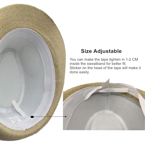 Image of 5 Pack Bulk Cuban Fedora Sun Hats Men with Adjustable Strap, Short Brim 1920s Unisex Party Costume Hats Women.