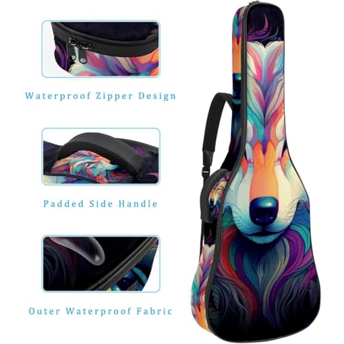 JRHEJTFZ Housse pour guitare acoustique de 1,9 cm d’épaisseur – Imperméable – Durable et élégant – Motif loup de dessin animé avec fleur violette, Multicolore., 42.9×16.9×4.7 in, Motif imprimé - Les Beatles, Paul McCartney, John Lennon, RIngo Starr, George Harrison JRHEJTFZ Housse pour guitare acoustique de 1,9 cm d'épaisseur - Imperméable - Durable et élégant - Motif loup de dessin animé avec fleur violette, Multicolore., 42.9x16.9x4.7 in, Motif imprimé – Image 5