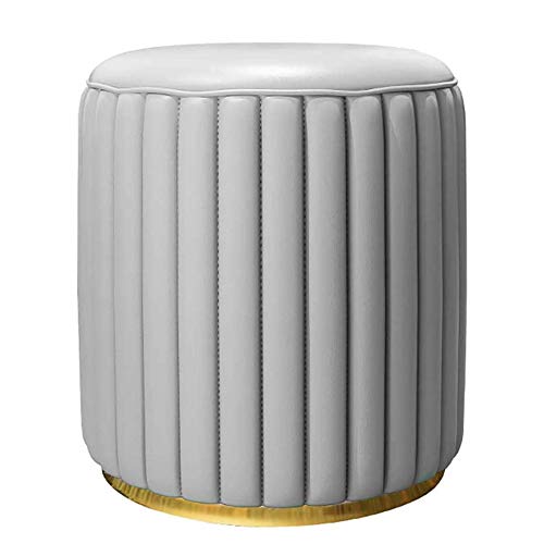 CHITA Faux Leather Storage Stool Ottoman, Foot Rest Stool Seat, Saddle Brown