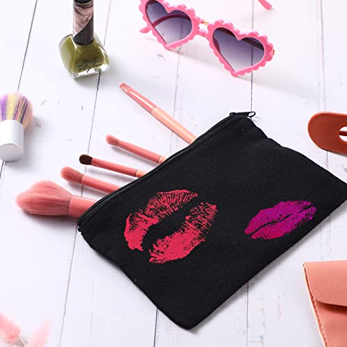 Image of Frienda 50 Pcs Canvas Zipper Pouch Bulk Gift Small Blank Pouch Makeup Bag Cosmetic Toiletry Bag Appreciation Gift for DIY Craft Projects Employee Coworkers Staff Team(Black)