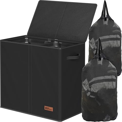 Simple Houseware Double Laundry Hamper with Lid and Removable Bags, Black by Simple Houseware - Used condition - US$19.48