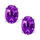 1.50 Ct 7X5mm Natural Purple Amethyst Sterling Silver Earrings