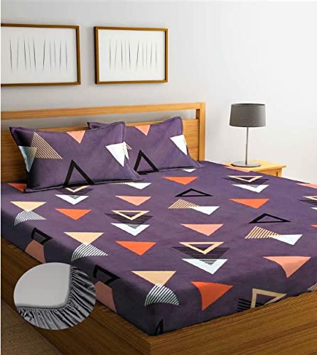 Image of Home Sizzler 210TC Geometric Microfibre Grey Double Bedsheet with 2 King Size Pillow Covers