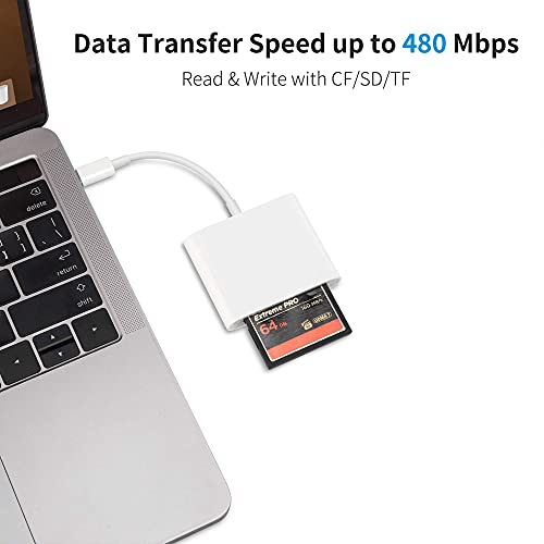 Usb C Sd Card Reader, Cf Card Reader 3-Slot Memory Card Adapter For Type-C Device Supports Compact Flash Card Tf Card Compatible With Macbook Pro/Air M1 M2 Ipad Pro Android Galaxy S21 S22 S23(White) #TOP3