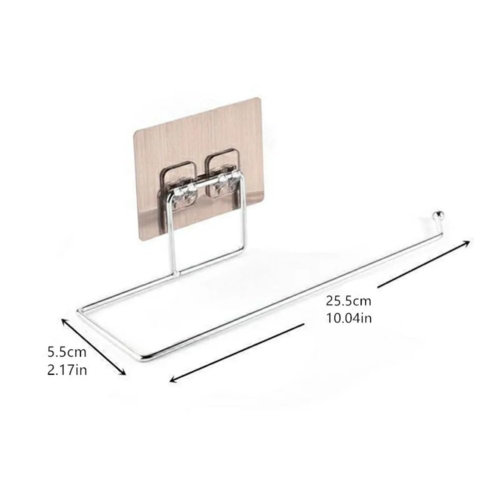 Wieszak na ręczniki papierowe pod szafką samoprzylepny wieszak organizer do kuchni, łazienki, półki, sprzęt AGD, srebrny, 27 * 7 cm