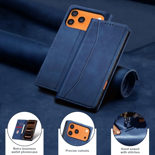 Image of Jasonyu Flip Wallet Case for iPhone 18 Pro Max /17 Pro Max,Blue