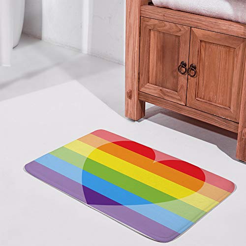 Tapis de douche Rainbow Heart en velours doux pour illuminer vos matins - 3