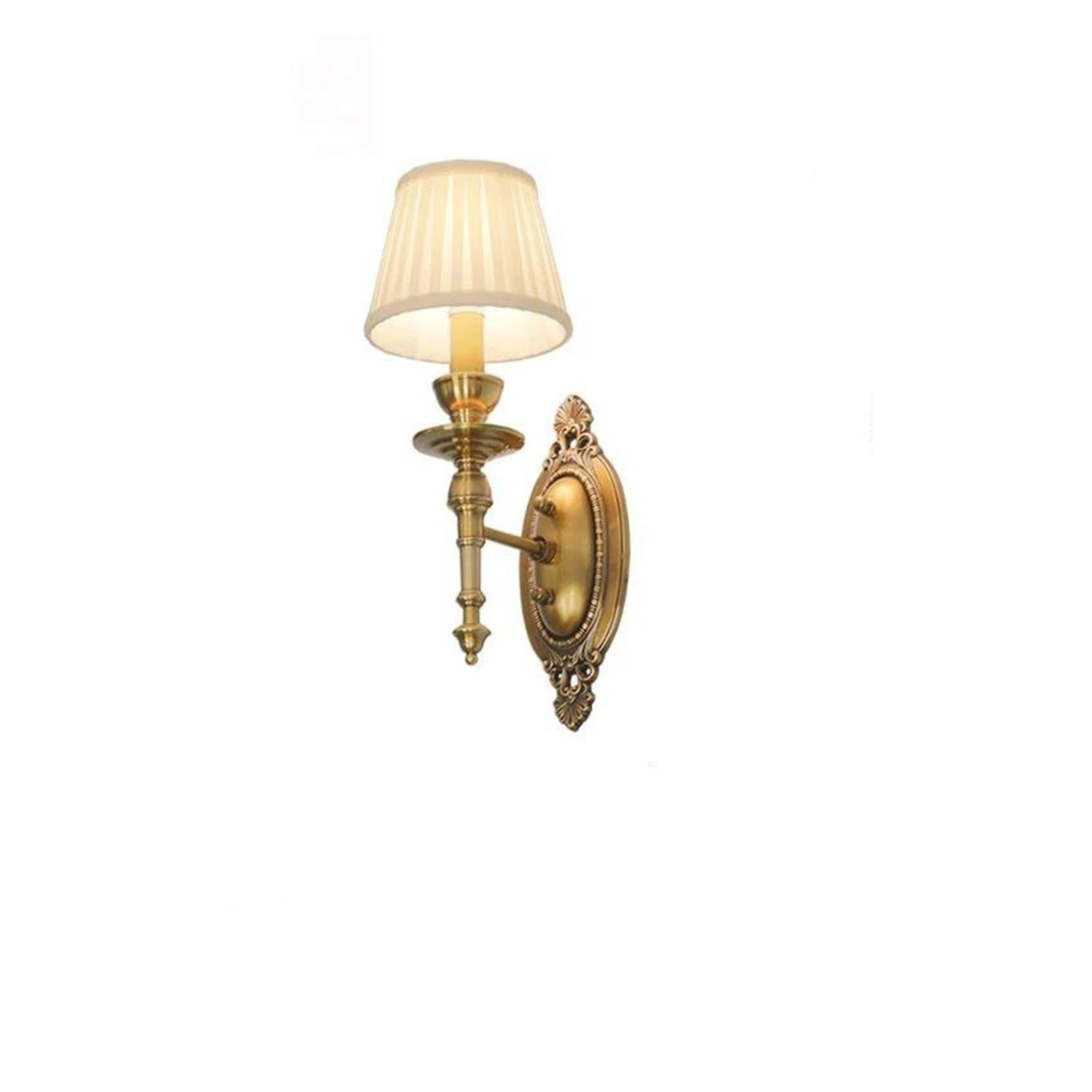 ZTCHSENZT Wall Sconces, Pure Copper Wall Lights Retro Living Room Bedroom Bedside Balcony Aisle Entrance Light,Beige-1 head