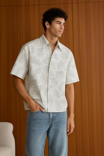 Image of TAGDO Men's Printed Cotton Casual Shirt | Half Sleeve Floral Print Shirt for Man | Relaxed Oversized Fit & Perfect for Casual, Office & Formal Wear (2050)