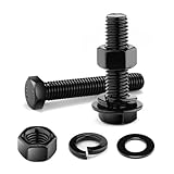 1/4-20 x 2 Hex Head Screw Bolt, Nuts, Flat & Lock Washers, 20Pcs 18-8 (304) Stainless Steel, Fully Threaded, Black Oxide by SG TZH