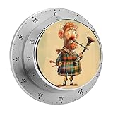 Timer magnetico manuale per cornamusa scozzese a forma di cartone animato, timer da cucina per cucinare, simpatici timer per uova, orologio con conto alla rovescia rumoroso, timer meccanico con conto