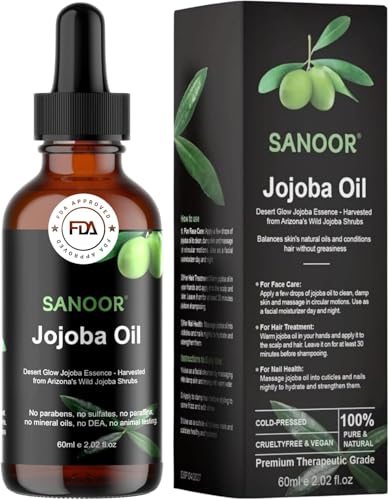 SANOOR Desert Organic Jojoba Oil | 100% Pure (2.02oz)| Infused with Nutrients Pure Hair Butter | Cold-pressed | FDA APPROVED | 60ml