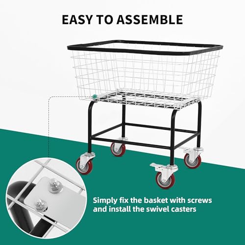 Ultym 4.5-Bushel Rolling Laundry Cart with Wheels, Steel Clothing Storage by Ultym - Used condition - Image 7
