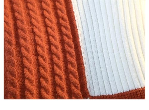 Men's Winter Round Neck Knit Sweater - Fashion Plaid Casual Loose Warm Patchwork Pullover3