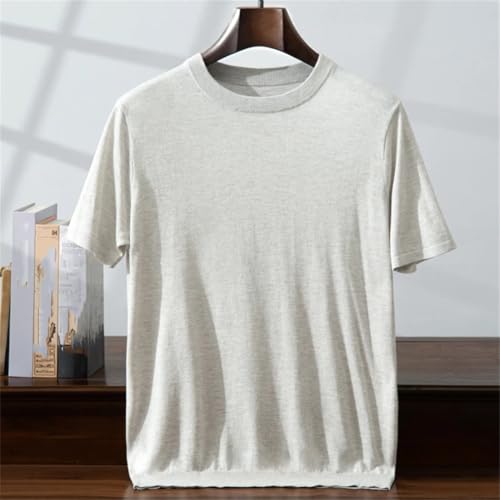 Men’S Knit Cashmere Silk Blend Pullover Sweater Round Neck Half Sleeve Casual Jumper Top4