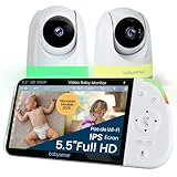 Babysense   Moniteur bébé Full HD écran partagé   Avec 2 caméras   Veilleuse en 6 couleurs   Bruit et machine à lumière   Batterie de 20 heures   Connexion sécurisée sans WiFi